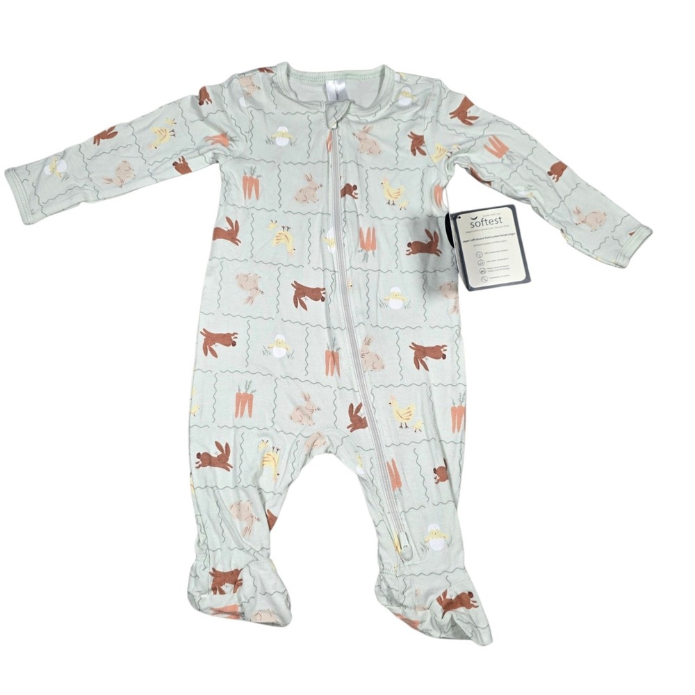 Modern Moments by Gerber Easter Bunny Viscose Footed‎ Sleeper Blue 0-3M NEW